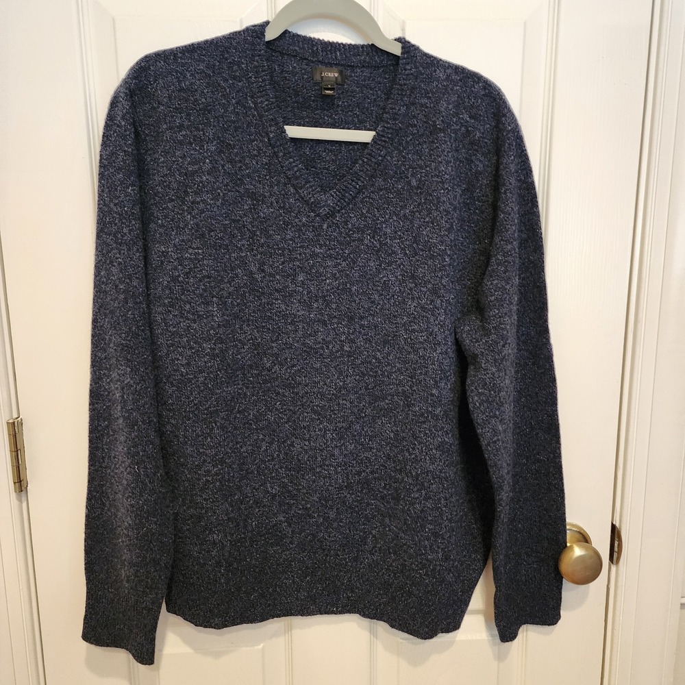 Wool J Crew Sweater Mens Large Blue Lambs Wool Crew Neck Pullover Long Sleeve‎